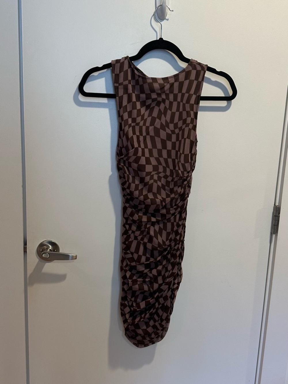 Urban Outfitters Brown Checkered Strapless Midi Dress